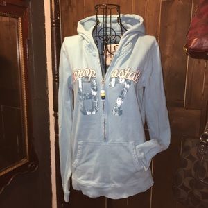 Aeropostale Size M Light Blue ZIP Up Half Hoodie